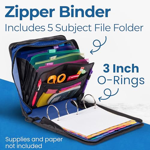 Case-it C Desert Night 3-Inch Zipper Binder with 600 Sheets & Organizational Pockets - 1 Pack