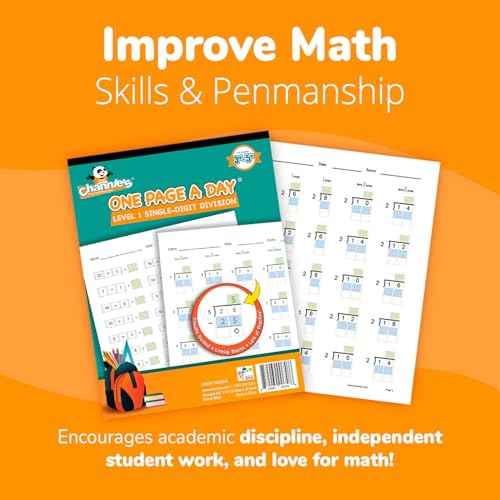 Channie¡¯s One Page A Day Single Digit Level 1 Beginner Visual Division Workbooks for Easy Teaching & Learning Grade 3-5 Size 8.5¡± x 11¡± Summer School, Summer Bridge