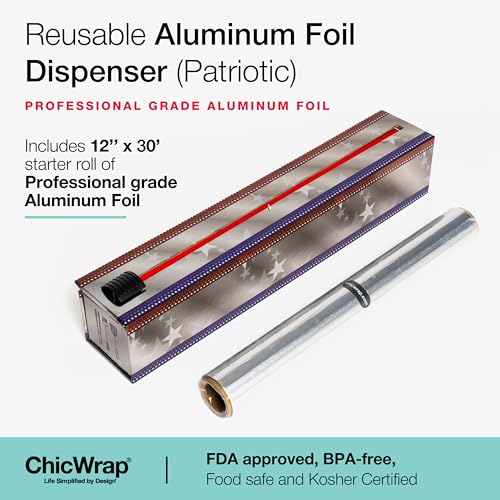 ChicWrap Patriotic Aluminum Foil Dispenser - Includes 12" x 30' Roll