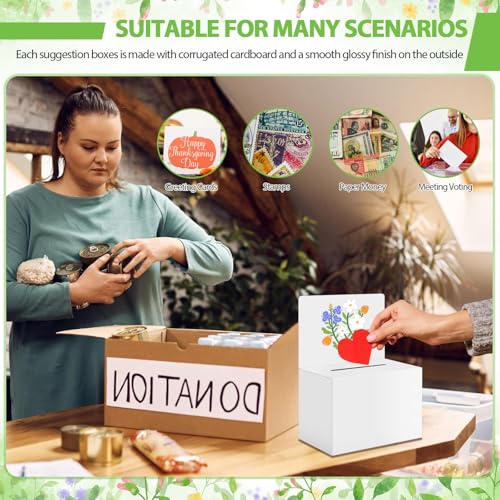 White Cardboard Ballot Boxes with Slot - 6.5 x 4.5 x 4.5 Inch, 24 Pack, Easy Assembly