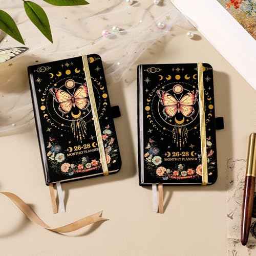 2026-2028 Pocket Planner/Calendar - 3 Year Monthly Planner 2026-2028, January 2026 - December 2028(36 Months), 6.3" x 3.8", Monthly Calendar with Inner Pocket and 61 Notes Pages - Butterfly