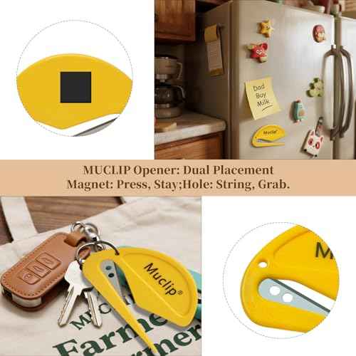 4 Pack Letter Opener with Magnetic Stickers - Hidden Stainless Steel Blade,Ergonomic ABS Grip,Fast & Safe Envelope Opener for Letter,Packages,Mail,Office,Home,Mailroom (4 Pack)