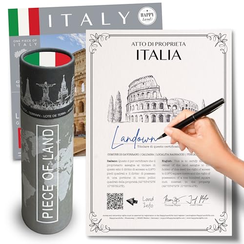 Italian Gifts for Women an Men | Real Piece of Italy | Highly Unique Italian Themed Gifts | Blank Certificate to Write in The Name of Your Choice | Rome Gift Ideas | Italian Christmas Gift