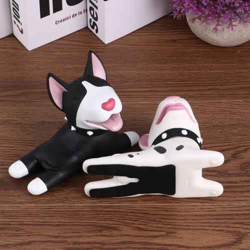 2 Pcs Cute Dog Door Stoppers, Decorative PVC Door Stops for Home Bathroom Bedroom - Black & White, 5.1 X 3.6 Inches