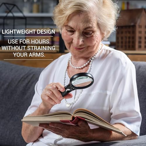 SeeZoom 3X Large & 12X High Power LED Lighted Magnifying Glass for Reading and Detail Work