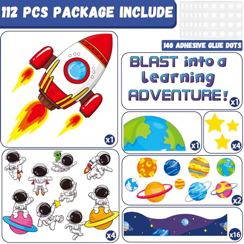 Justforjoyful Outer Space Astronaut Bulletin Board Decorations Space Theme Classroom Decor - Galaxy Borders & Planet Cutouts