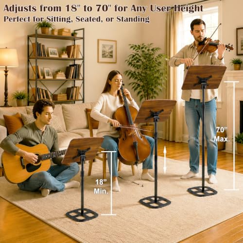 Vexong Podium Stand with Adjustable Height, 19.7–67in, Tilting Desk, 2 Storage Trays, Microphone Holder