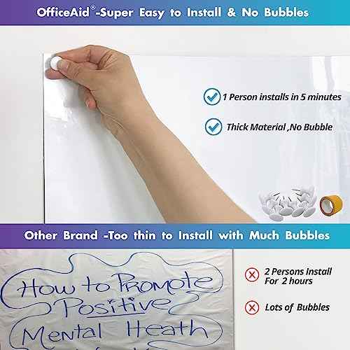 Flexible Large Dry Erase White Board Roll, 41x48 Inch Jumbo Sticky Blank Laminated Whiteboard Paper, Big Erasable Adhesive Wall Poster Sheet for Office,Classroom