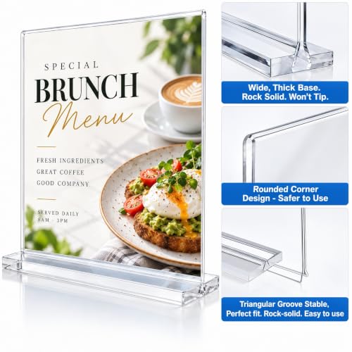 Hoewina 3 Pack Acrylic Sign Holders 8.5x11 Inch Vertical Display Stands