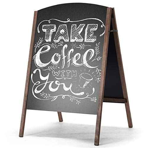ReunionG A-Frame Wooden Chalkboard, Double-Sided Rustic Standing Blackboard, Removable Archaistic Sidewalk Chalkboard, Indoor and Outdoor Menu Sign Board, Wedding Signage Easel (40" x 26")