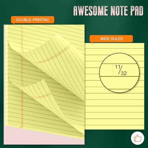 Yellow Legal Pads 8.5 x 14 Note Pads, 6 Pack 8.5 x 14 Notepads, Wide Ruled Lined Paper, Micro Perforated Writing Paper, 30 Sheets Per Notepad for Work/School/Office