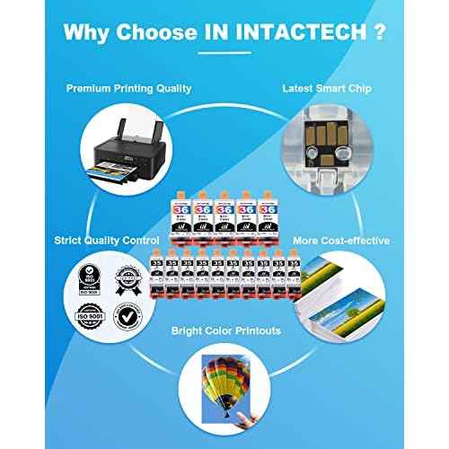 PGI-35 CLI-36 Ink Cartridge Replacement for Canon 35 36 Use for Pixma iP110 iP100 TR150 mini260 mini320 Printer (15-Pack, 10X PGI-35 Black, 5X CLI-36 Color)