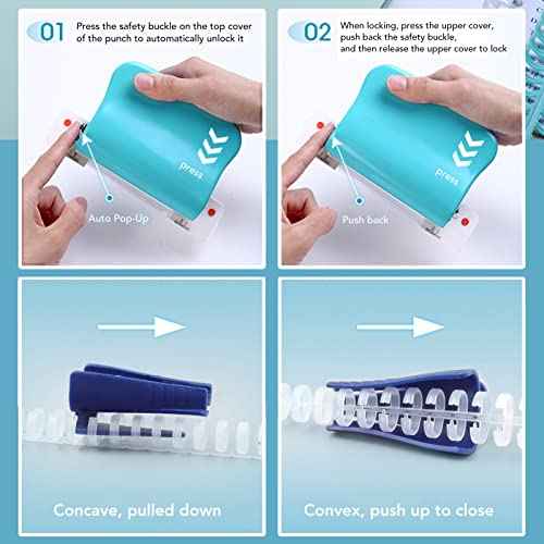 10 Hole Puncher, Spiral Binding Machine, Spiral Hole Punch, Hole Punch for Spiral Binding, Paper Binding Machine Handheld Portable Spiral Binder A4 A5 A6 A7 Coil Book Round Hole Puncher Punching Tool