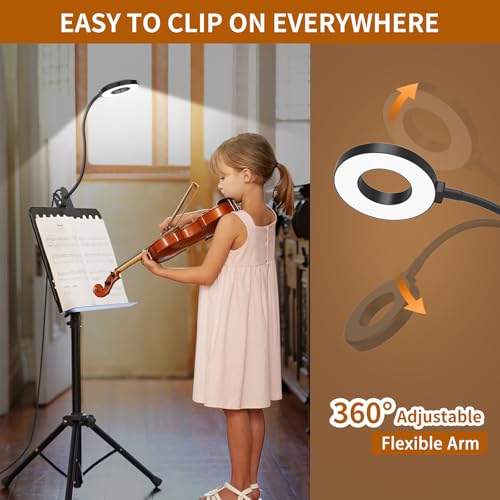 iZELL 27.6'' Black LED Desk Lamp with Clamp, 3 Color Modes & Dimmable Flexible Arm for Reading, Bed, Zoom Meetings