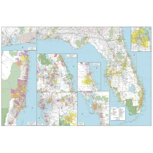 MapSherpa: Florida State Wall Map - Large - 32 x 48 inch Poster - Front Lamination