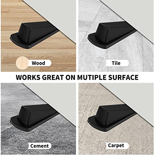 Black 2-Pack Heavy Duty Rubber Door Stoppers for Bottom of Doors, Non-Slip Wedge