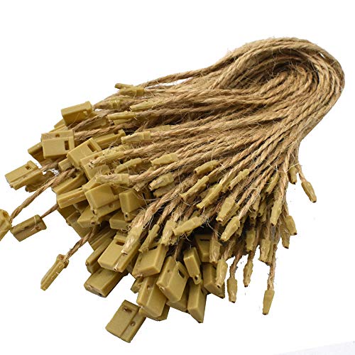Renashed 7in Hemp Twine Hang Tag Fasteners (500 Pack) with Plastic Lockers