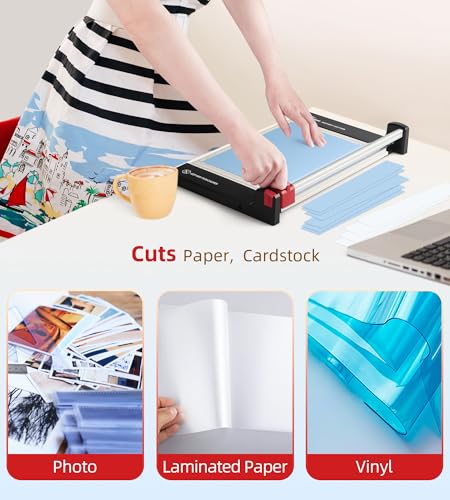 Firbon 12-Inch Rotary Paper Trimmer with Replaceable Blade for Precise Cutting