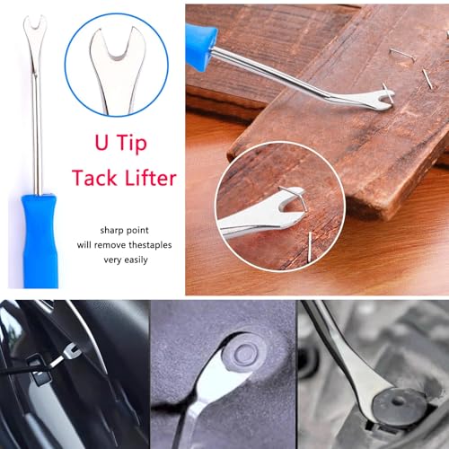 OFCOX 5-Piece Upholstery Staple Remover Tool Set—Heavy-Duty Nail Pullers with Leather Zipper Bag