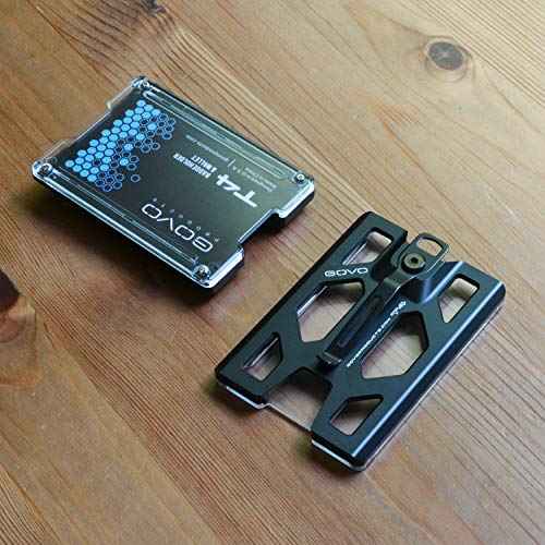 Aluminum GOVO Badge Holder/Wallet_ Durable ID Card Holder with Metal Clip and 4 Cards Slot (Black)