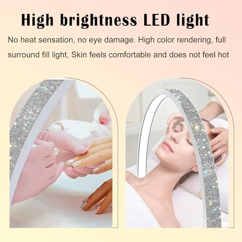 Half Moon Light - 3 Color Mode Nail Tech Lamp, 29In 39W LED Manicure Arch Ring Lights for Nail Tech, Table, Desk (Black)
