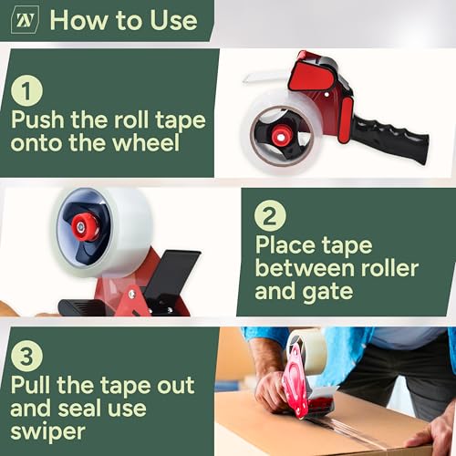 Zuvo Clear Heavy Duty Packing Tape with Dispenser - 6 Rolls