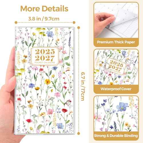 SKYDUE Pocket Calendar 2025-2027, Pocket Planner 2025-2026, Monthly Planner Jul 2025- Dec 2027 for Purse, 6.7" X 3.7" 30-Month Small Planner, Academic Year Calendar, Compact Design with Plastic Sleeve