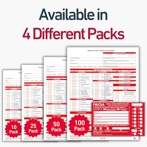 25 Pack AVIR Form with Red Aluminum Label - 3-Ply FMCSA DOT Vehicle Inspection Kit (8.5 x 11.8 inches) Made in USA