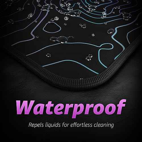 Hystar¢ç Extended Gaming Mouse Pad | XXL 36" x 16" | 5mm Thick, Waterproof Surface, Smooth Polyester Fabric, and Natural Rubber Base | Dreamy Topo (Dark)