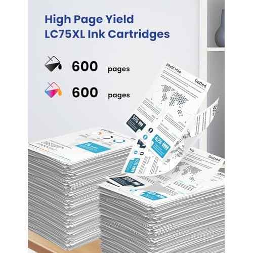 LC75 Ink Cartridges Set High-Yield LC75XL LC75BK LC75C LC75M LC75Y Replacement for Brother LC75 LC71 LC79 XL Ink for MFC-J6510DW MFC-J6710DW MFC-J6910DW MFC-J280W MFC-J425W Printer Ink 4-Pack