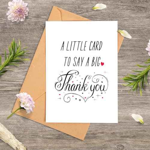 Thank you Card with Envelope, Simple Cute Single Thank You, Grateful Gift- Folded 5"x7" Card for Him, Her, Teacher, Boss, Doctor, Mom, Dad, Coworker, Bridesmaids, Groomsmen by PICCAFI