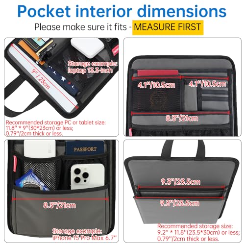 Slim Rugged Backpack Organizer Insert for Business Casual Men Women -13 Pockets,Padded Nylon,Max 14'' laptop - Grey