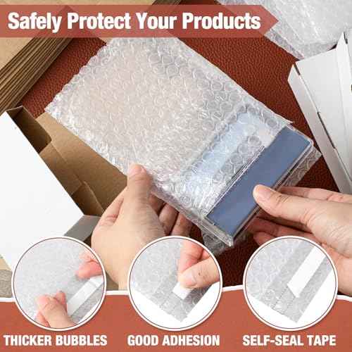 Marspark 50 Pcs Cassette Mailers Cardboard Cassette Boxes with Sealing Bubble Protective Bags, Single Easy-fold Mailers Set, Suitable for Transportation, Storage and Collection(White)