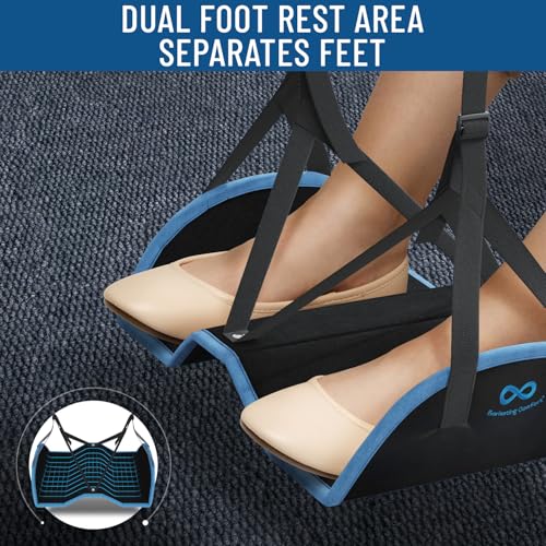 Everlasting Comfort Memory Foam Airplane Foot Hammock with Dual Rest