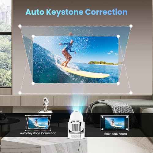 Mini Projector with WiFi and Bluetooth, 4K 1080P Support Portable Projector with Speaker, 110'' Big Screen Projection, Auto Keystone, 180¡Æ Rotatable Smart Projector for Phone/TV Stick/Laptop