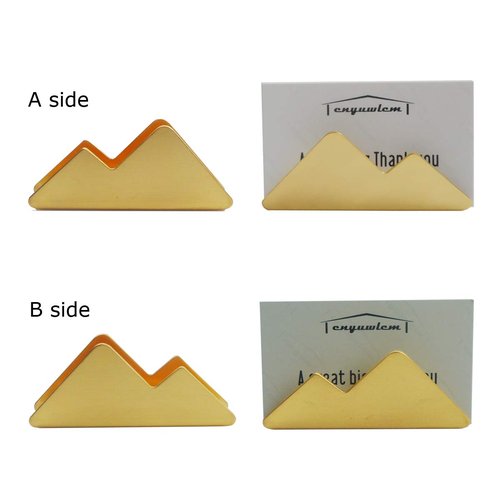 enyuwlcm Metal Business Card Holder for Desk Brass Business Card Stand for Office Tabletop Counter Organizer Gold 2 Pack