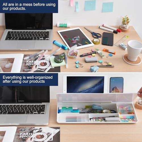 TSJ OFFICE White Desktop Glass Whiteboard with Drawer & Accessories - Small