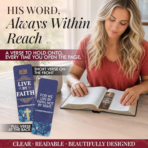 Christian Bible Bookmarks 96 Pack with 24 Scripture Designs - Classic 6x2 Inches