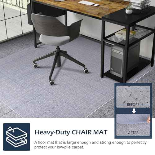 SALLOUS Chair Mat for Carpet, 36" x 48" Office Chair Mat for Carpeted Floors, Heavy Duty Vinyl Floor Mat with Grips, Floor Protector Computer Desk Mat for Home Office (Clear)