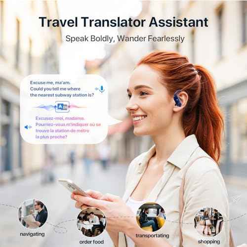AI Translation Earbuds Real-Time: 166 Languages Audifonos Traductores Ingl?s Espa?ol, 60 Hours Battery - Seamless Translator Headphones for Travel Business Learning, iOS & Android Support Blue