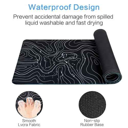 Gaming Mouse Pad Large 31.5 x 11.8in Topographic Keyboard Mousepad for Non-Slip Base and Stitched Edge, Extended Desk Pad XL Desk Mat (Black)