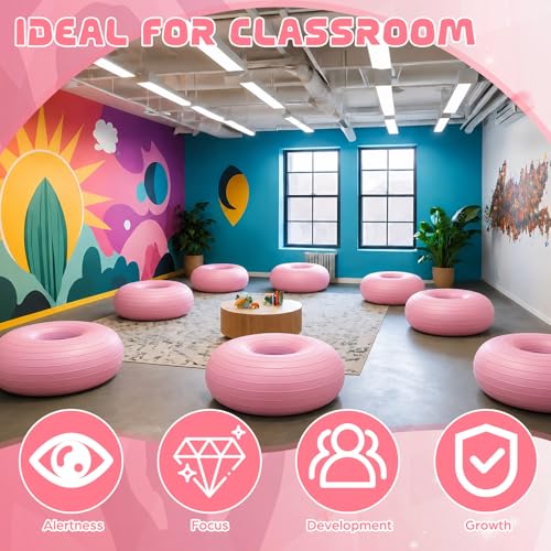 CHMKMPZG 2 Pack Inflatable Yoga Ball Chair 17.3" Donut Pink Non-Slip Stability Seating