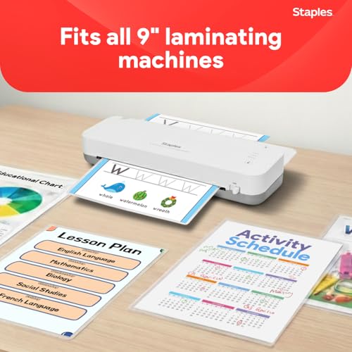 Staples 5 Mil Letter Size Thermal Laminating Pouches - 100 Pack
