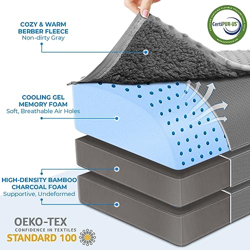 Foot Rest Under Desk for Office Use, Gel Memory Foam Foot Stool with 3 Adjustable Heights and Feet Warm Pocket for Back, Hip, Legs Discomfort Relief, Ergonomic Footrest for Office Chair & Gaming Chair