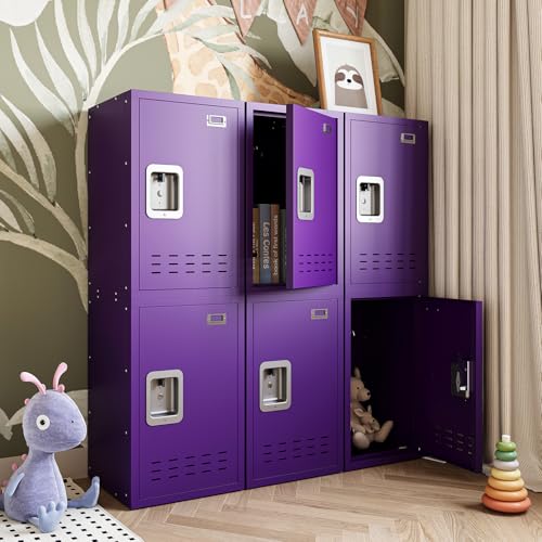 KAER Metal Storage Locker, Lockable Cabinet, 24" H Organizer for Bedroom, School, Office, Playroom, Daycare, Garage (Purple)