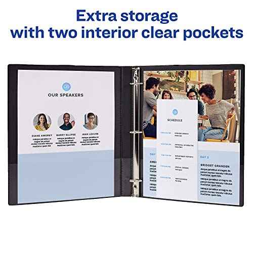 Avery Heavy Duty View 3 Ring Binder, 0.5" One Touch Slant Ring, Holds 8.5" x 11" Paper, 4 Black Binders (79708)