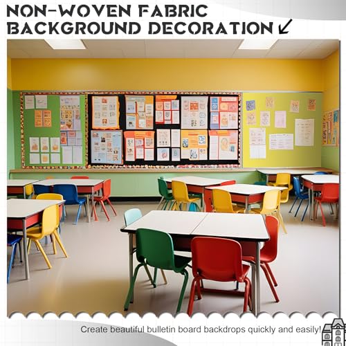 Hahafelt 16 Inch x 40 Ft Black Fabric Bulletin Board Roll - Classroom & Office Decor