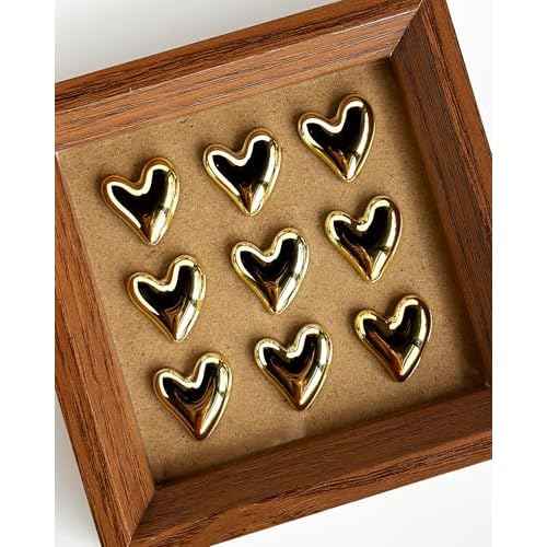 30 pcs - Heart Decorative Pins, Gold Cute Pins for Bulletin Board, Office or Home (30Pcs-Gold)