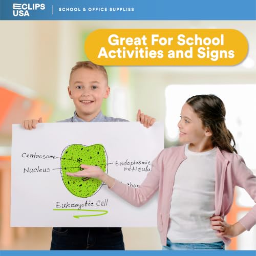 E-CLIPS USA White Poster Board 22x28 Inch Bulk Pack for School & Arts