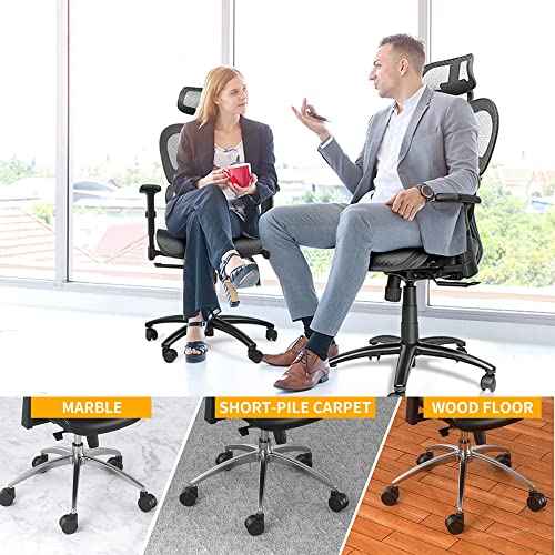 Office Chair Wheels casters 3 inch Silent Chair Wheels for Hardwood Floors and Carpet, Heavy Duty with Standard stem 7/16¡È* 7/8¡È(11mm*22mm), Load Capacity 600 Lbs Set of 5-3 Inch